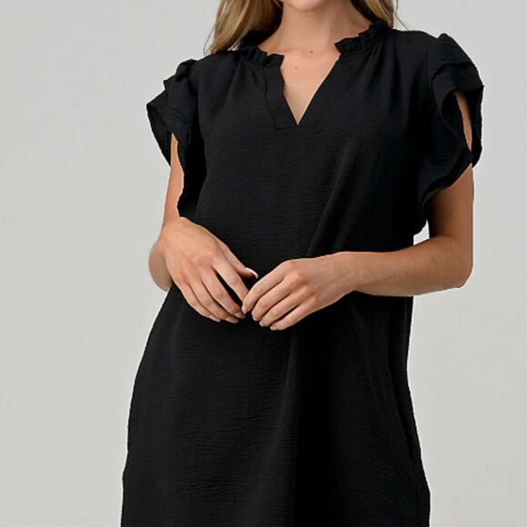 Summer A Line Dress - With Flutter Sleeve in Black - NWT - Picture 4 of 6